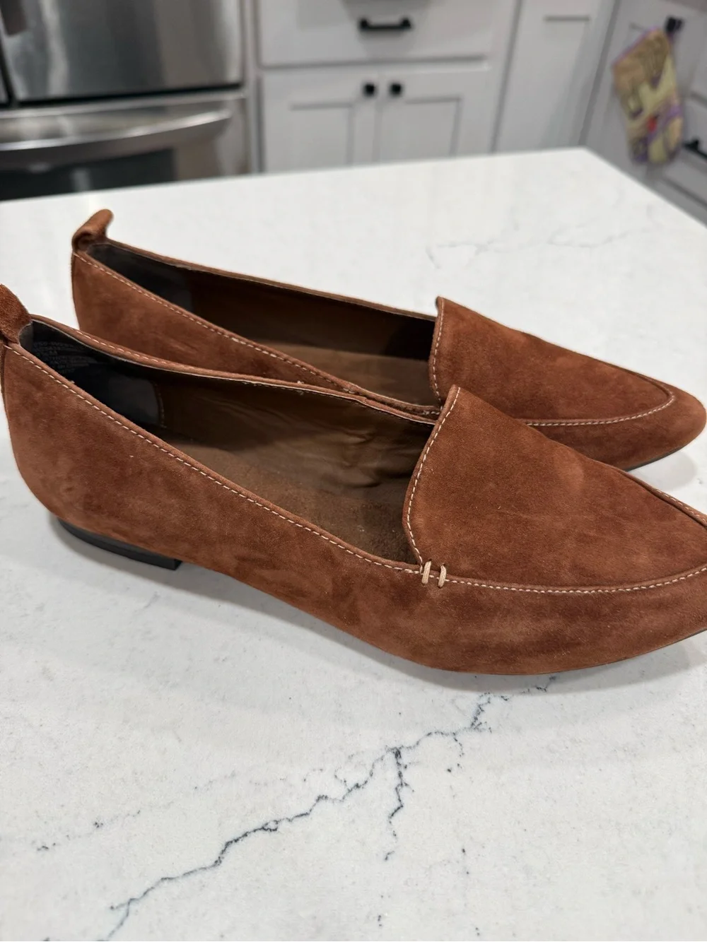 White Mountain Brown Suede Pointed Toe Slip-On Loafer Flats Women's 8.5M